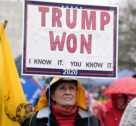 Woman holding "Trump Won" sign