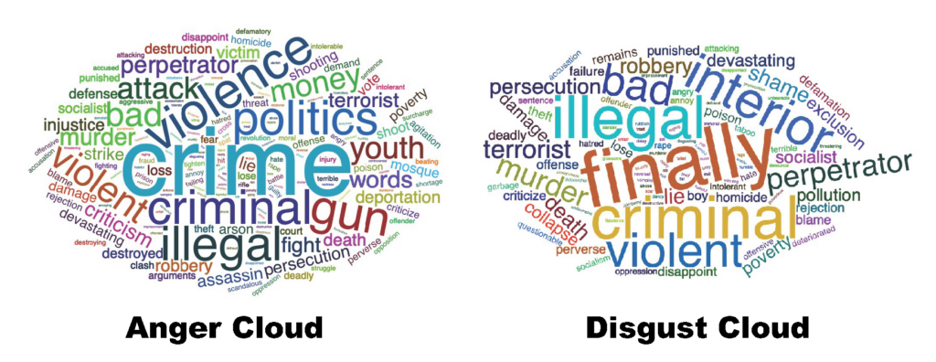 Disgust and anger word clouds