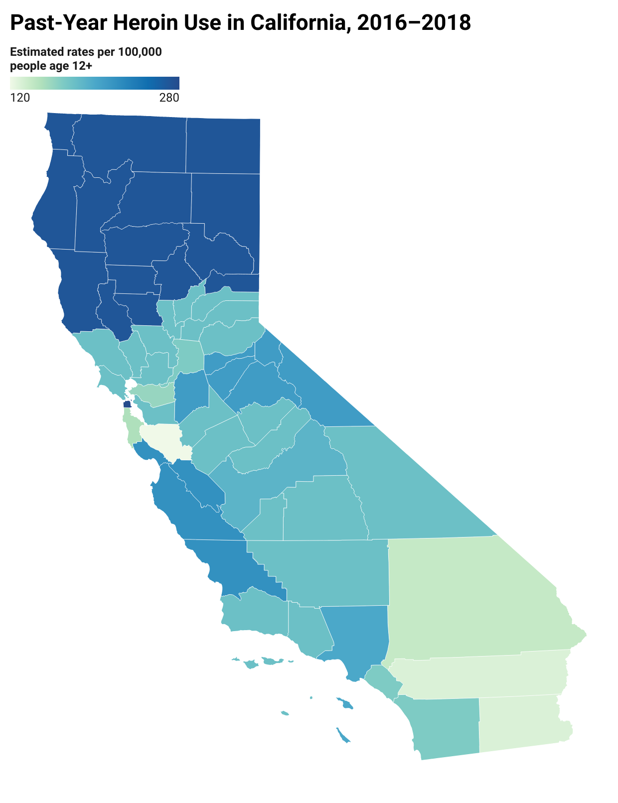 Estimated rates of past-year heroin use