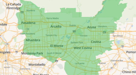 Map of the 626 Area Code, East of Los Angeles