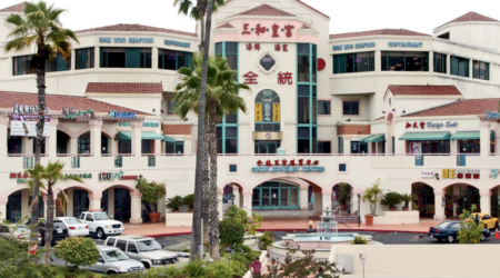 A large mini-mall complex in the San Gabriel Valley