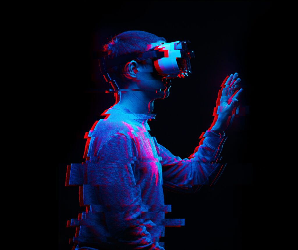 man using a virtual reality device