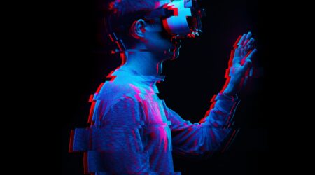 man using a virtual reality device